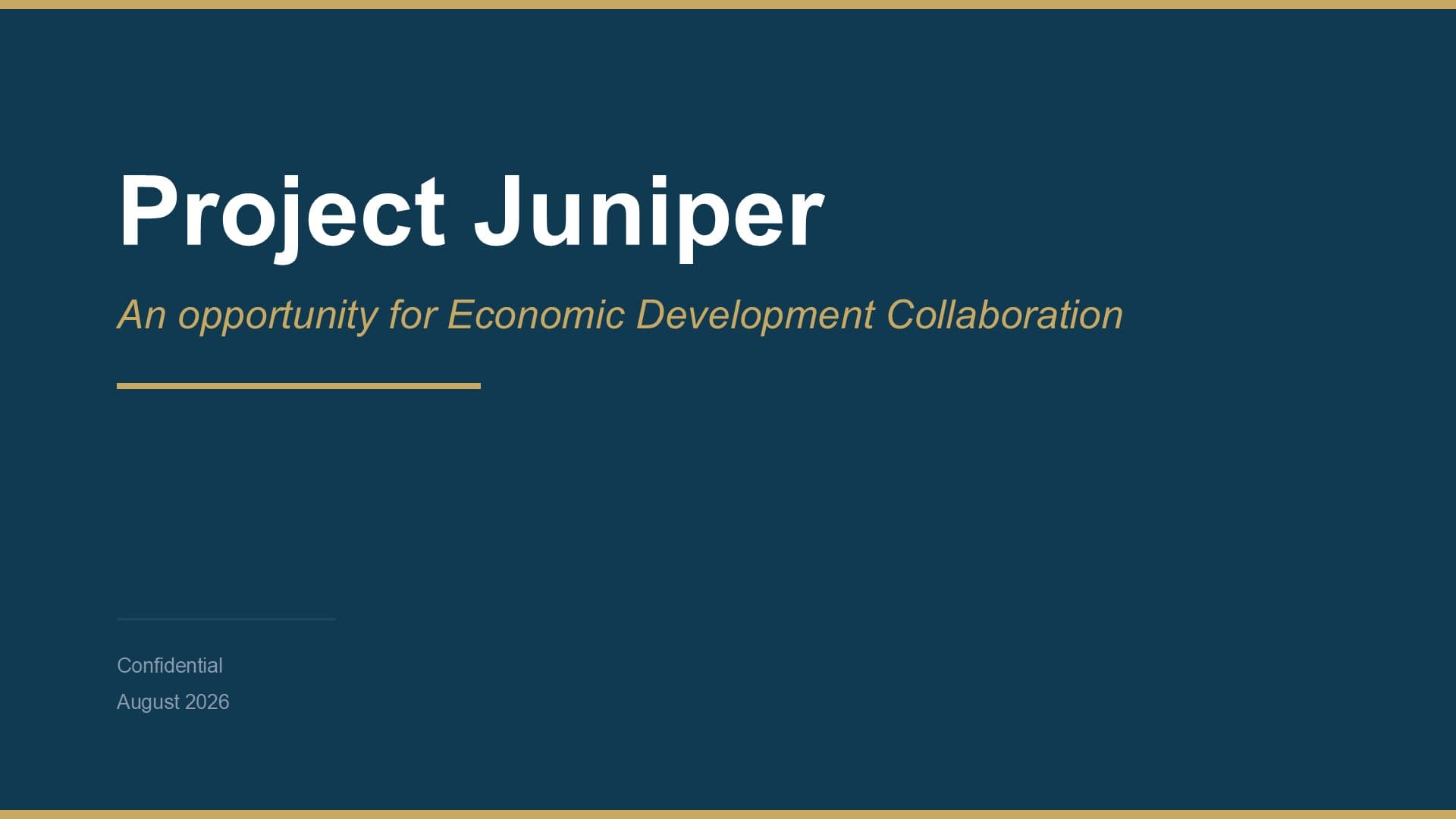 Slide 1 of the Project Juniper presentation to Iron County: Project Juniper